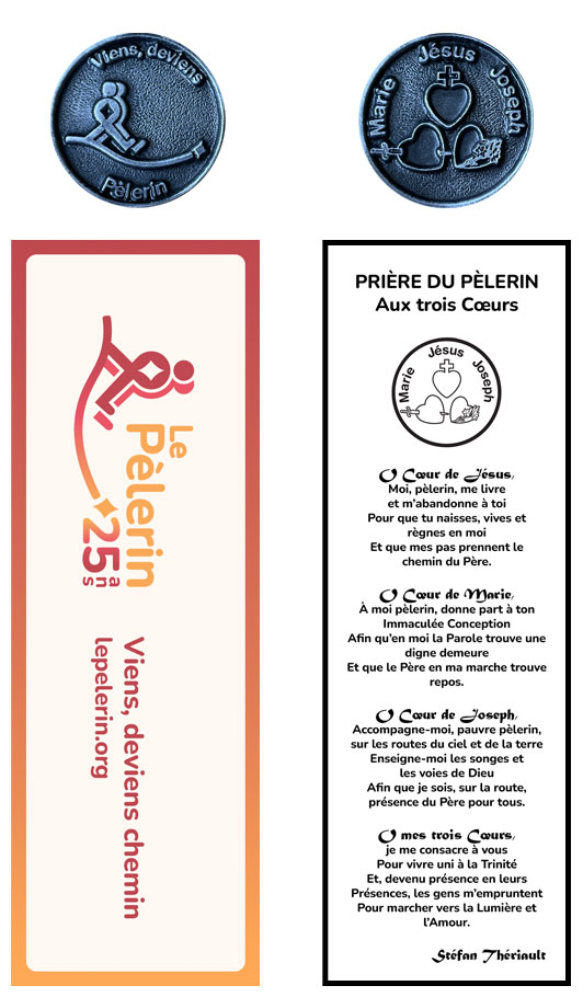 La médaille et le signet du 25e du Pèlerin