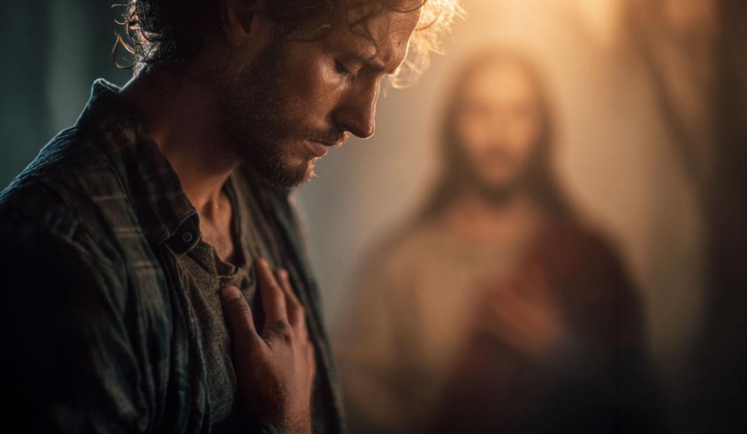 Une personne se recueille pour entendre ce que Jésus veut lui confier comme mission